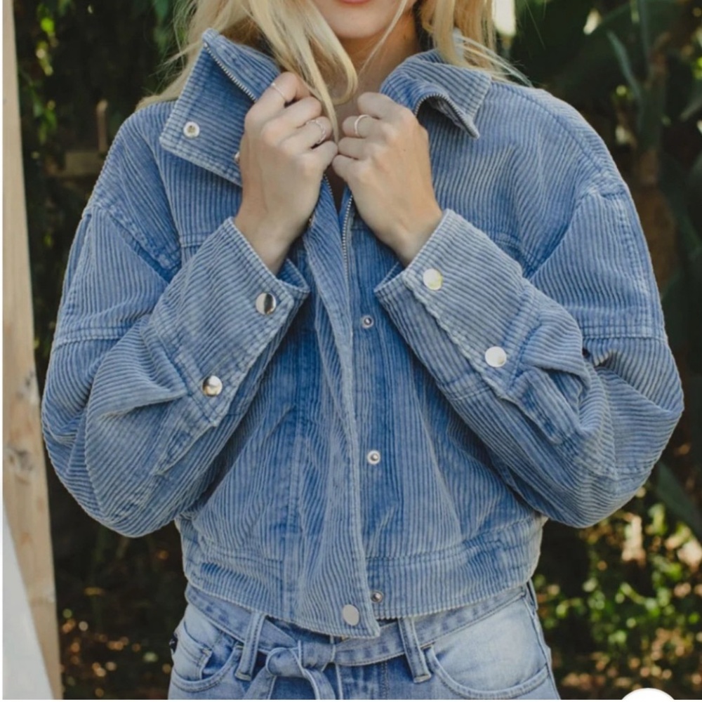 KanCan sz S Reid Country Blue Cropped Bomber Wide Whale jacket